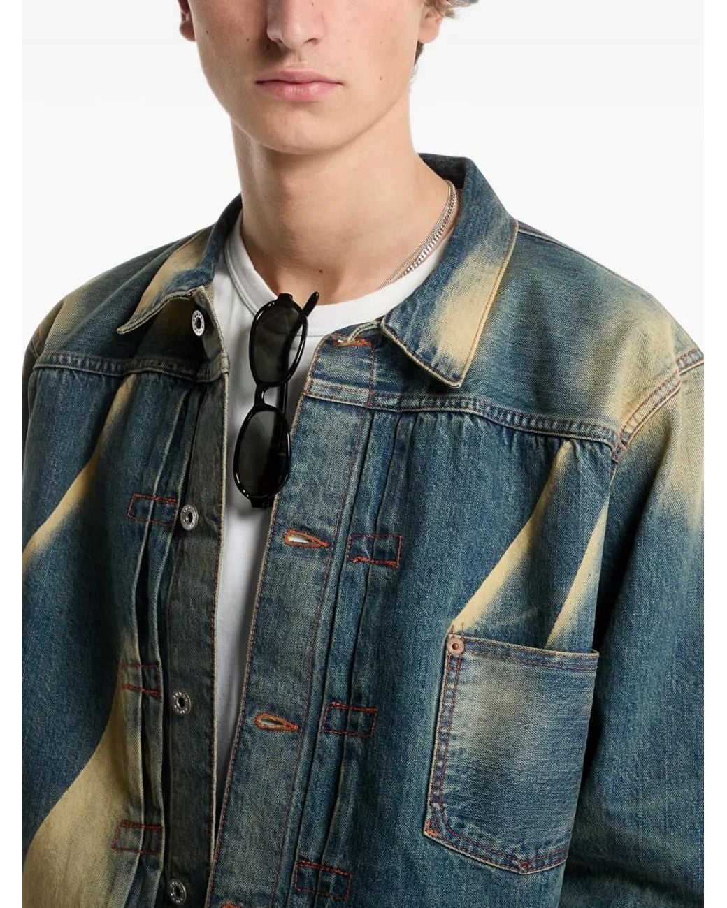 KENZO Blue Faded-Effect Denim Jacket for men