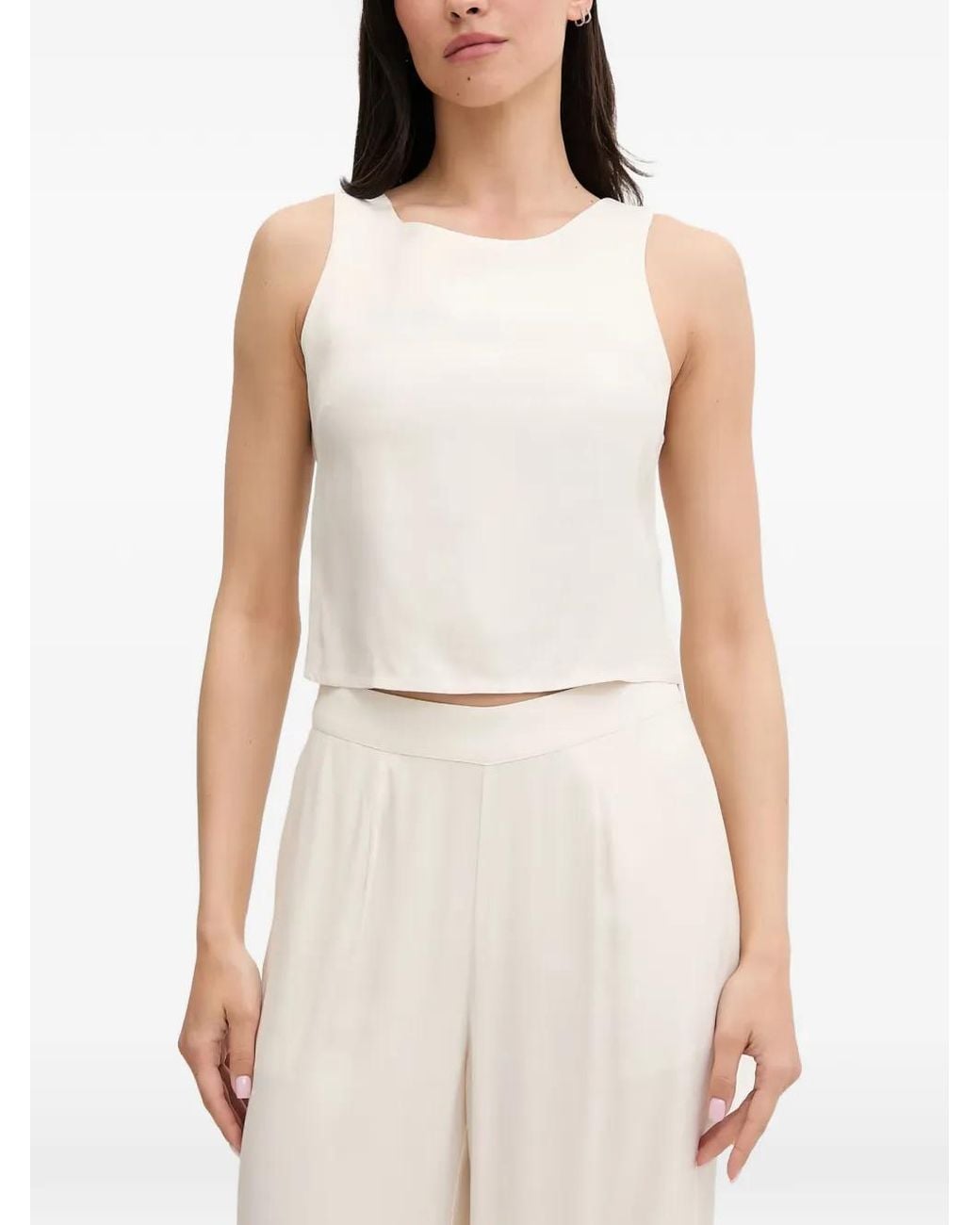 Guess White Bow-Detail Open-Back Top