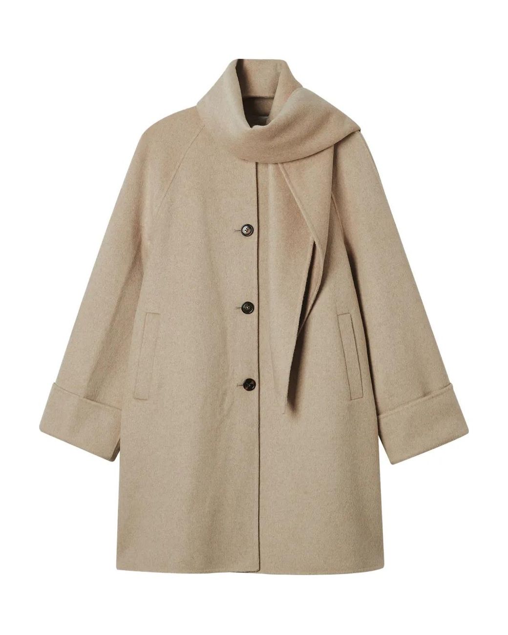 B+ AB Natural Button Scarf Coat