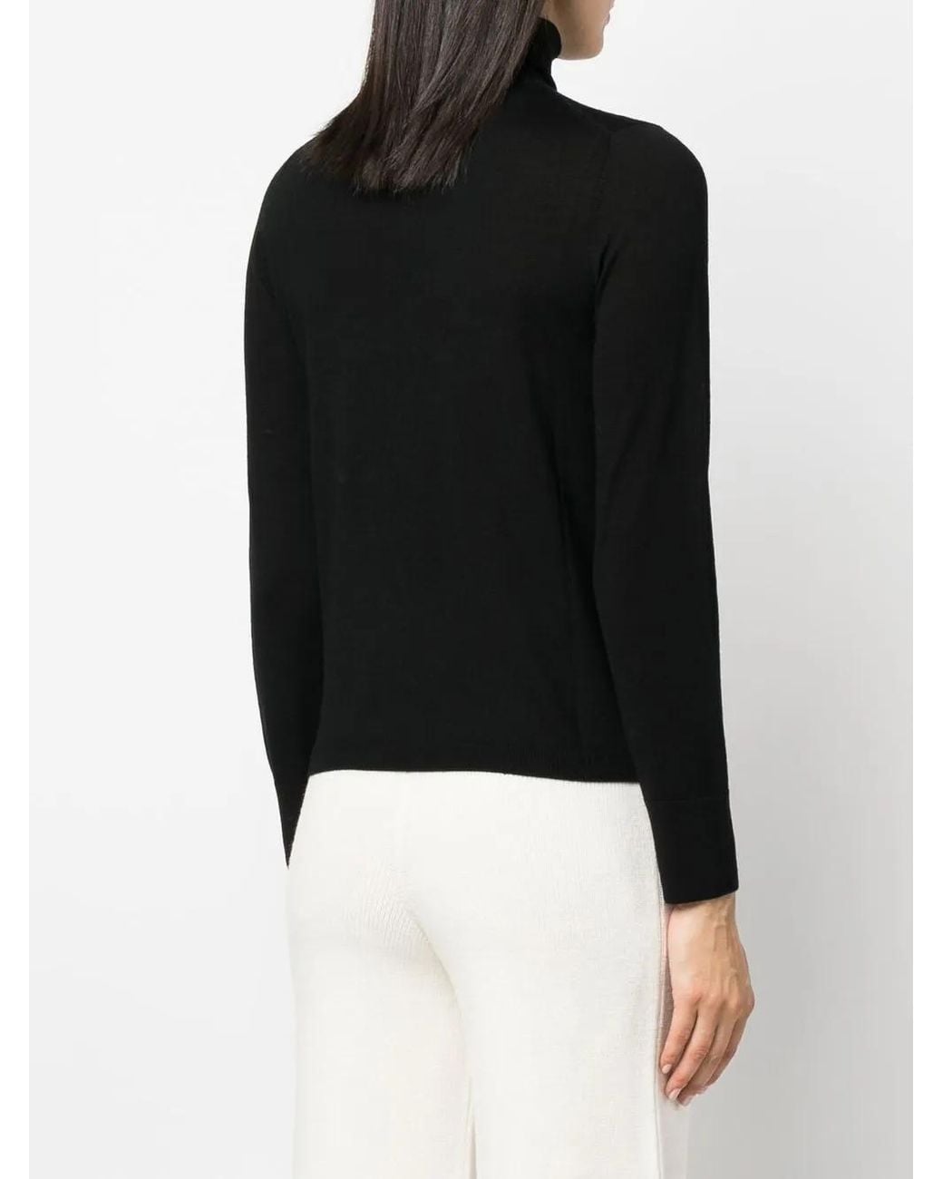 Allude Black High-Neck Virgin Wool Jumper