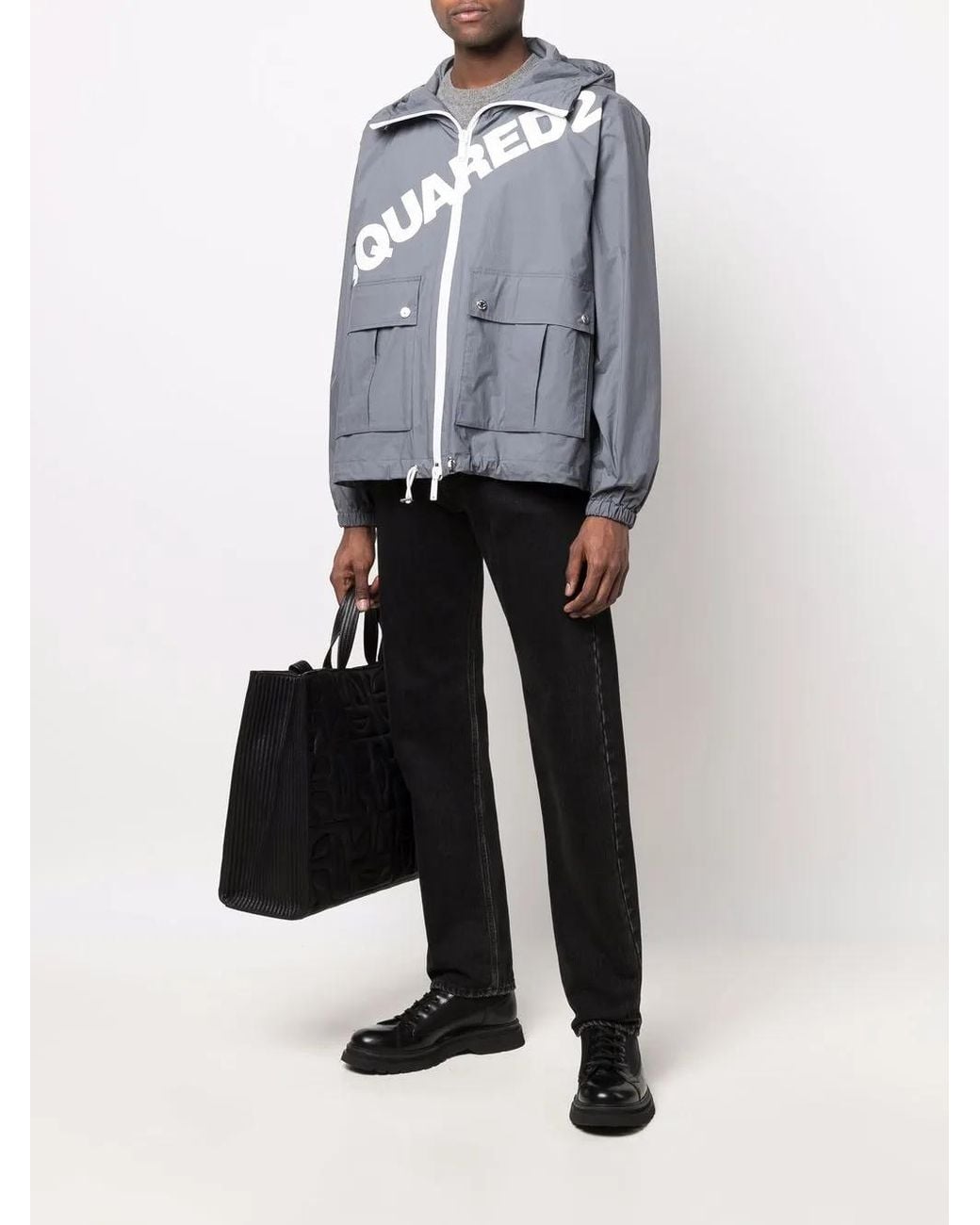 DSquared² Blue Logo-Print Hooded Jacket for men