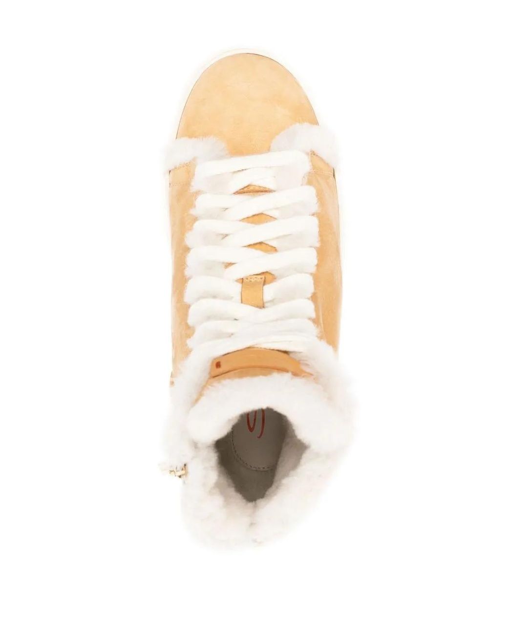 Santoni Natural High-Top Sneakers With Shearling Accents And Side Zipper