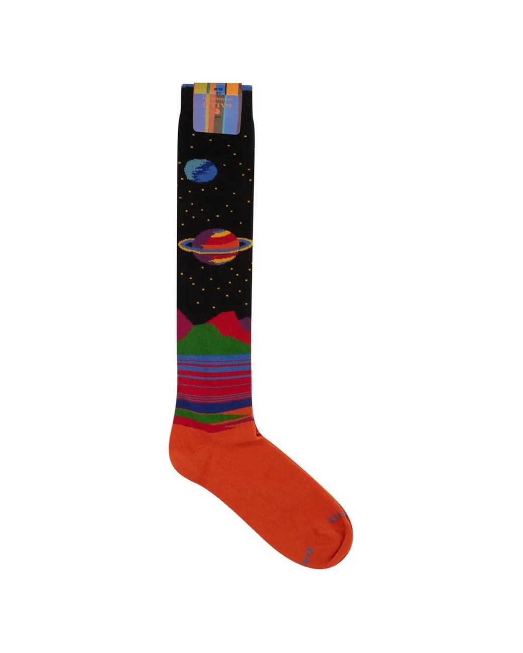 Gallo Red Space-Print Intarsia-Knit Socks for men