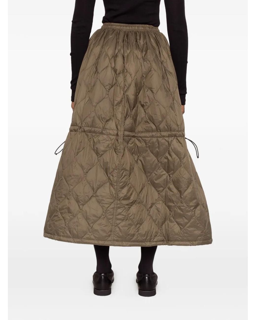 Taion Green Quilted Drawstring Midi Skirt