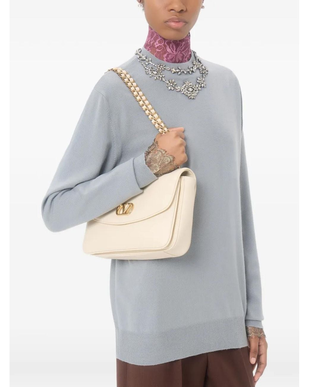 Valentino Garavani Gray Pull À Logo Brodé