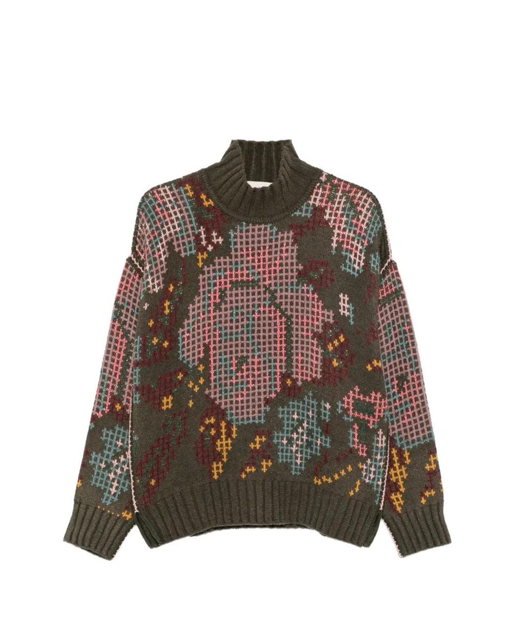 Cecilia Prado Brown Lilian Intarsia-Knit High-Neck Sweater
