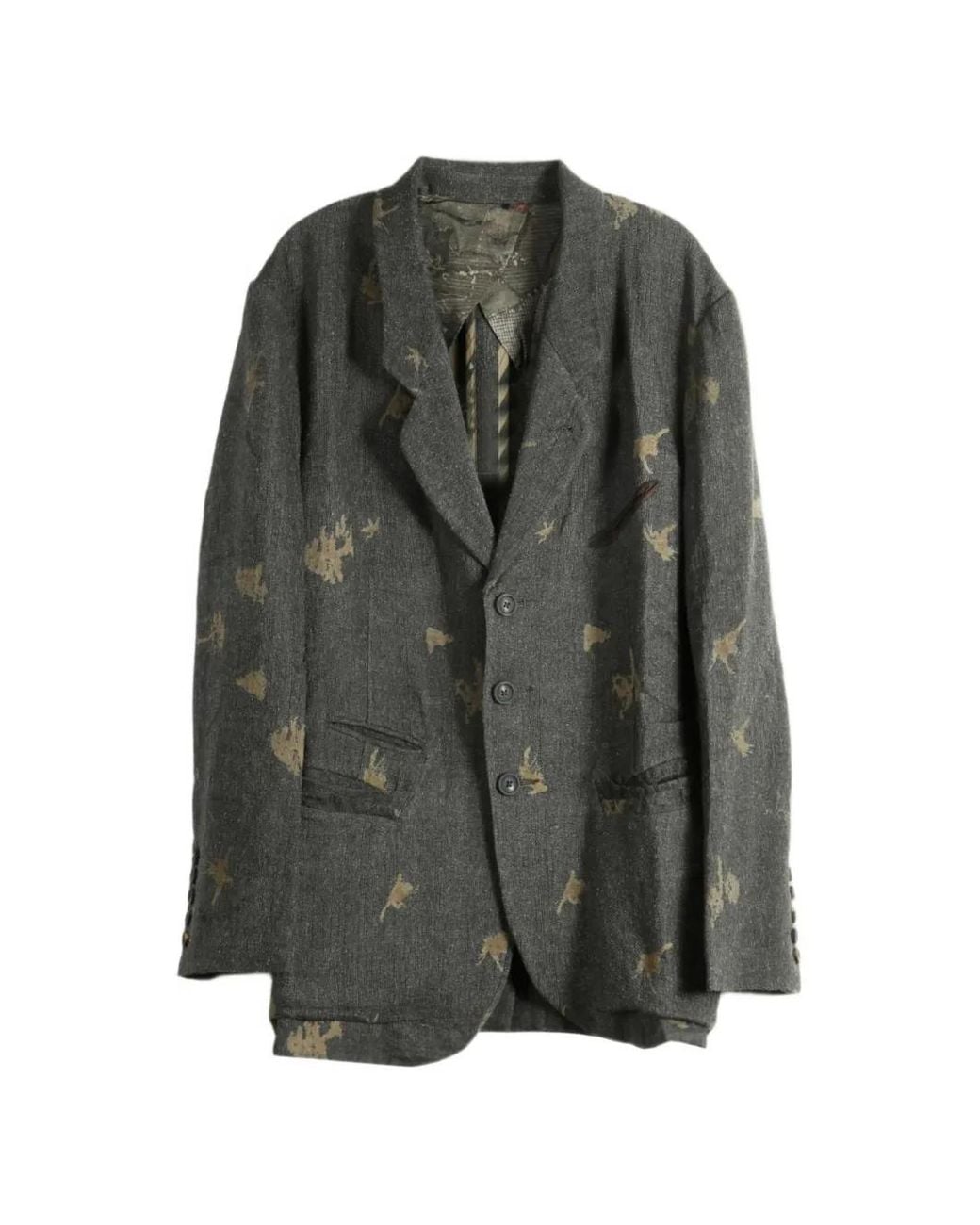 Ziggy Chen Gray Jacquard-Pattern Single-Breasted Blazer for men
