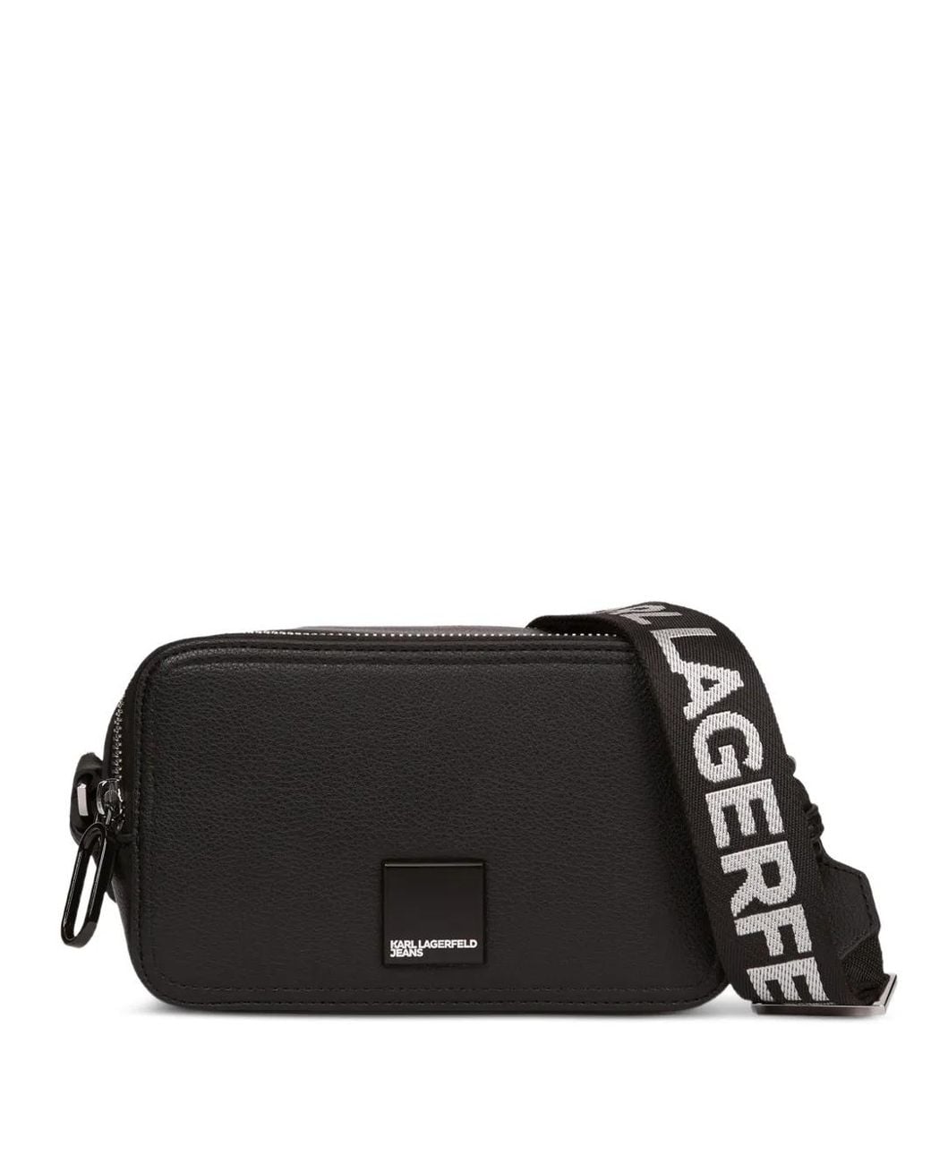 Karl Lagerfeld Black Sacoche À Plaque Logo
