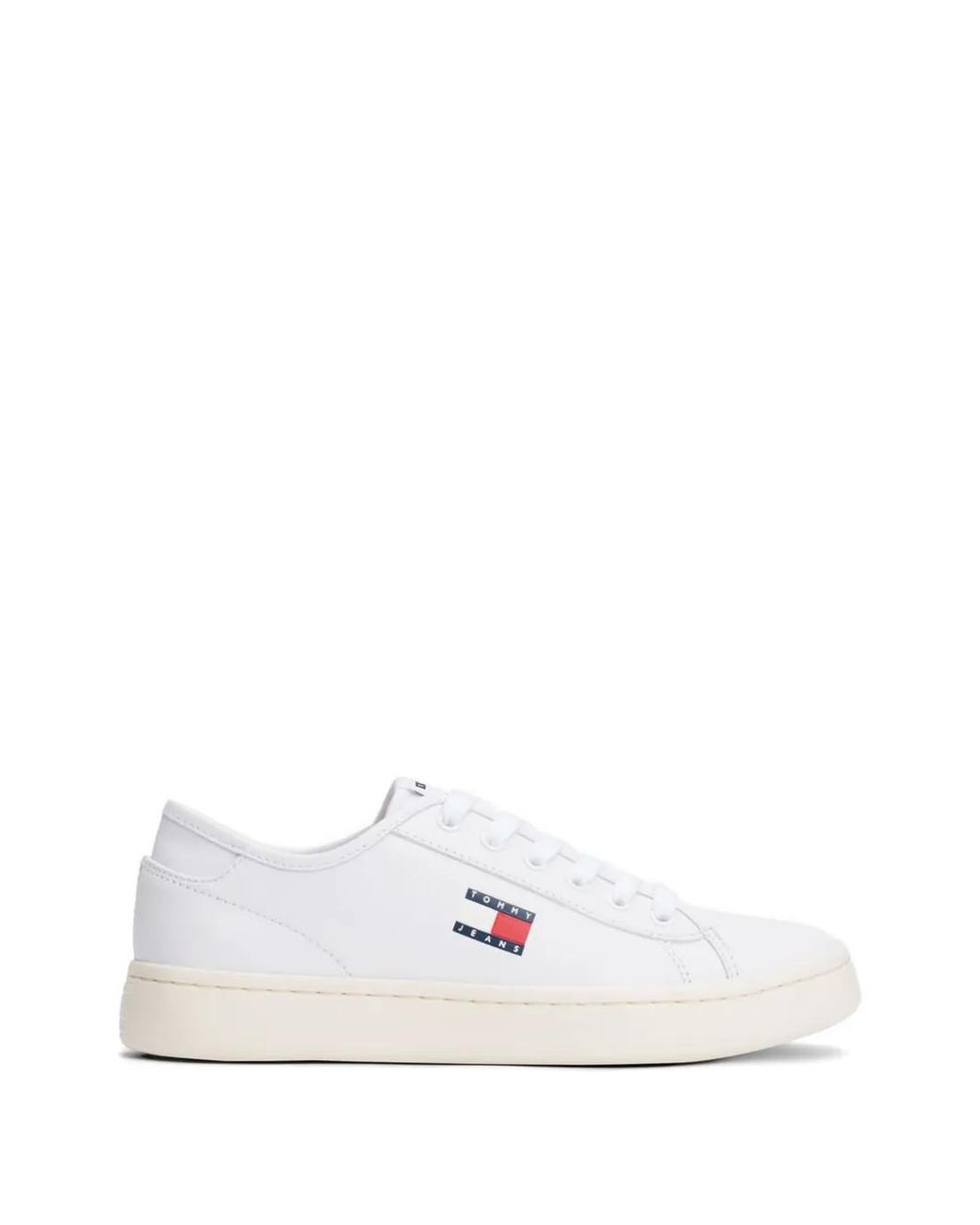Tommy Hilfiger White Logo-Detail Leather Sneakers