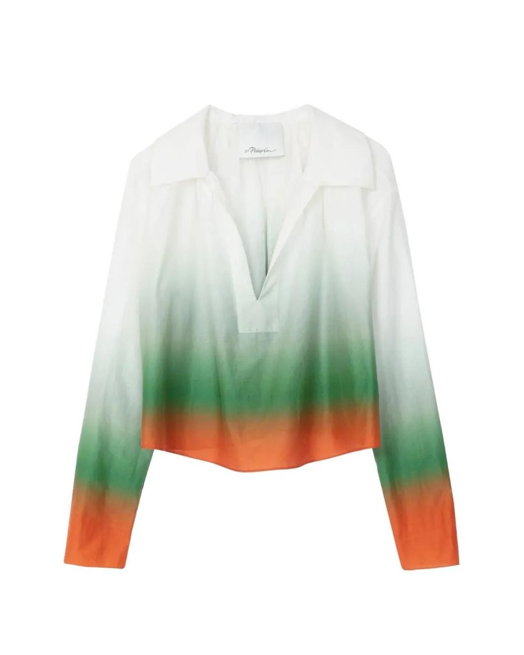 3.1 Phillip Lim Green Ombré Long-Sleeves Blouse