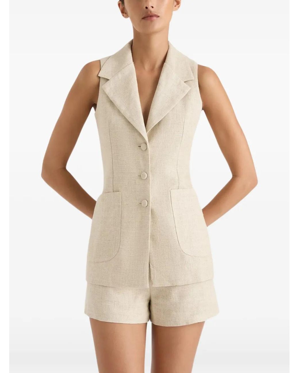 Faithfull The Brand White Josette Button Vest