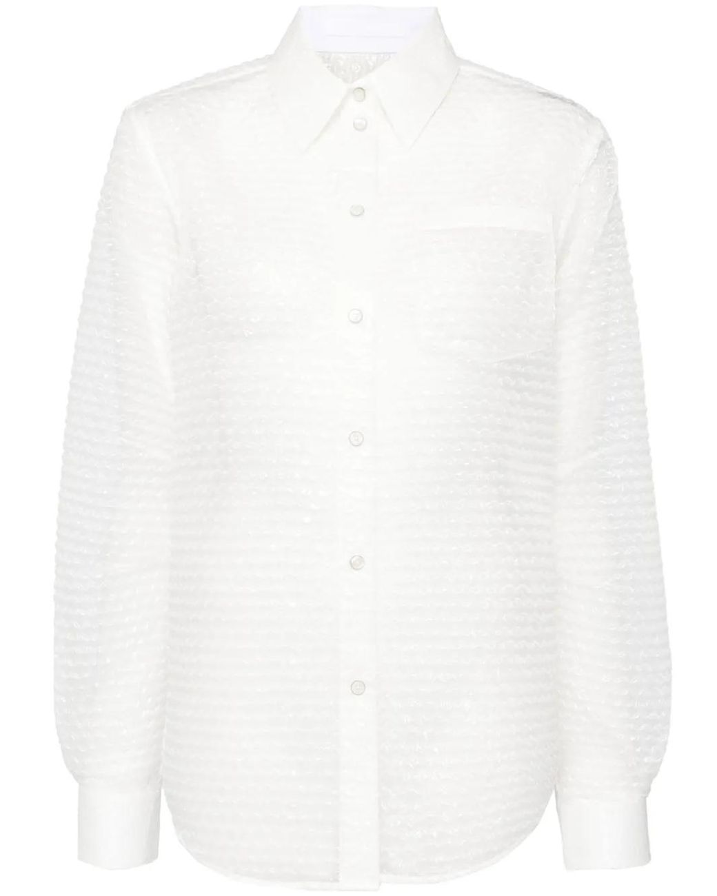 Helmut Lang White Curved Bubblewrap Shirt