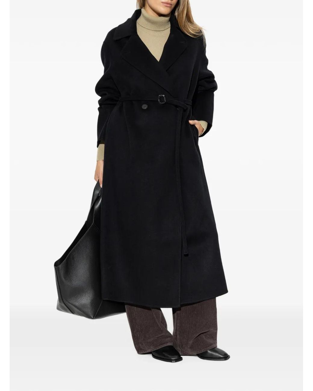 Studio Nicholson Black Mori Belted Wool Coat