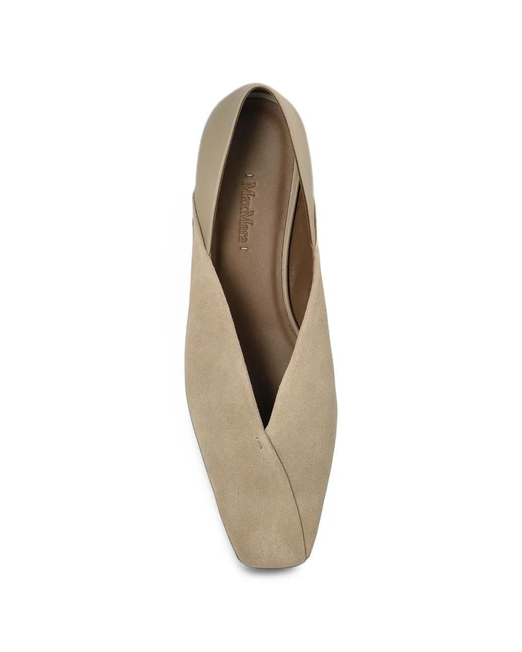 Max Mara White Split Leather And Nappa Leather Ballet Flats