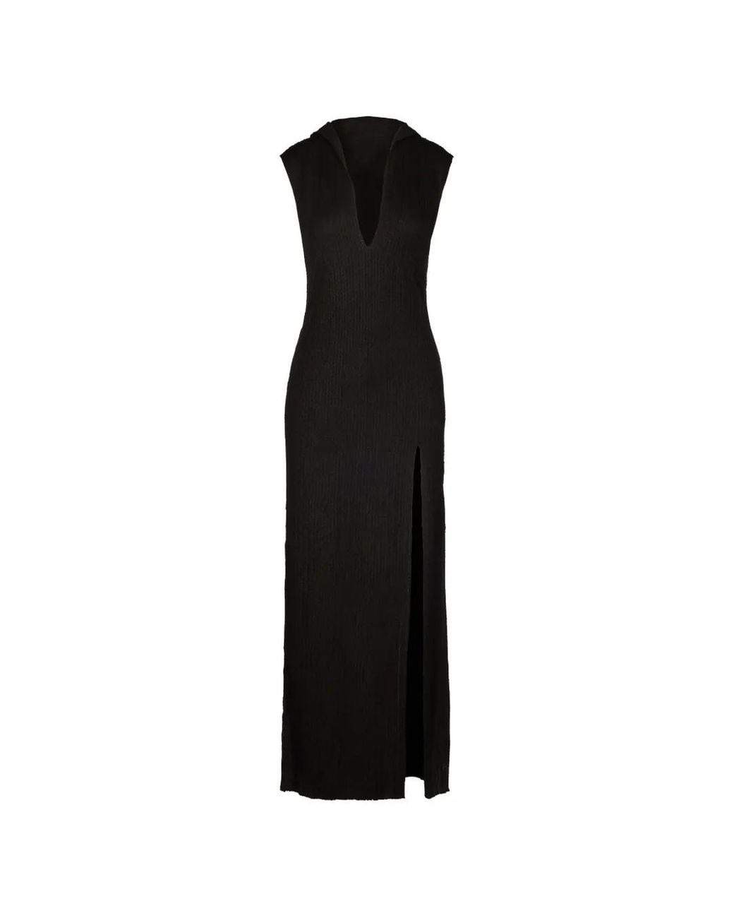 Tessitura Black Hooded Maxi Dress