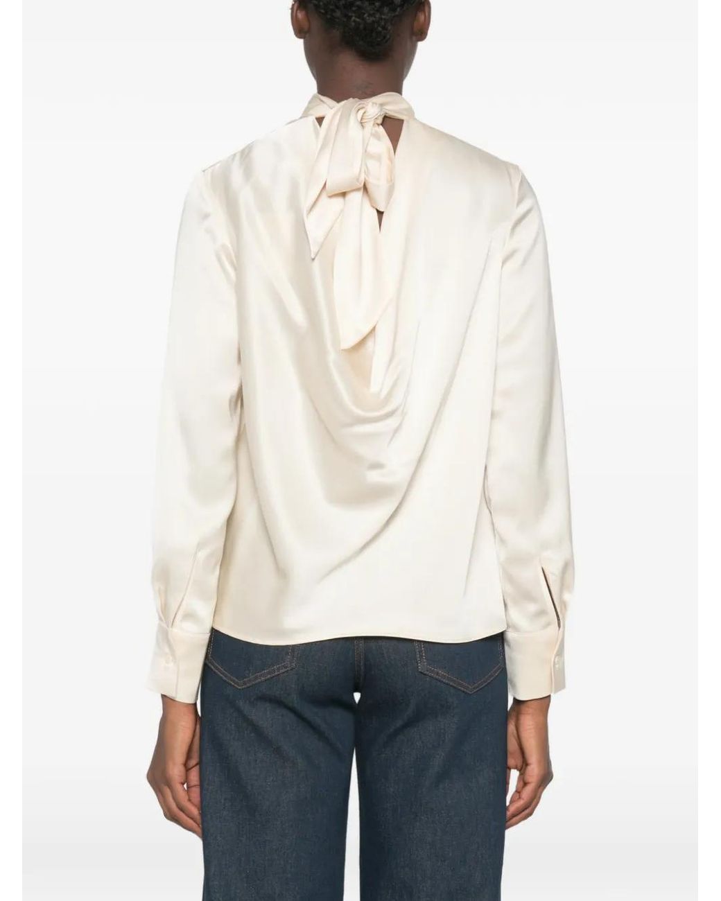 Maje White High-Neck Satin Top