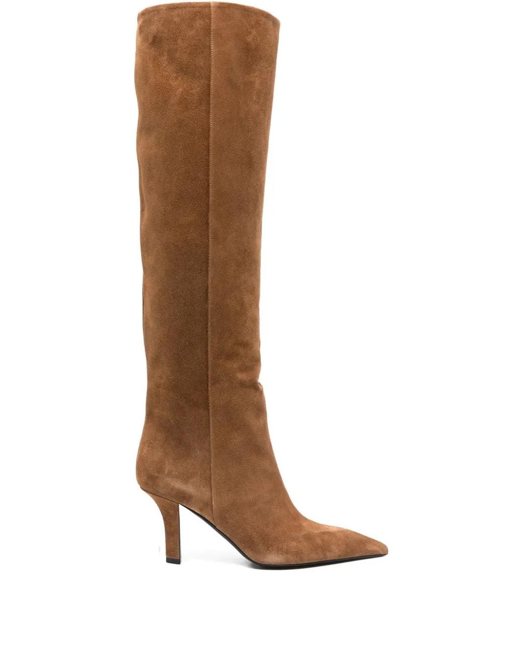 AMINA MUADDI Brown Christine Calf Suede Knee-high Boot 80mm