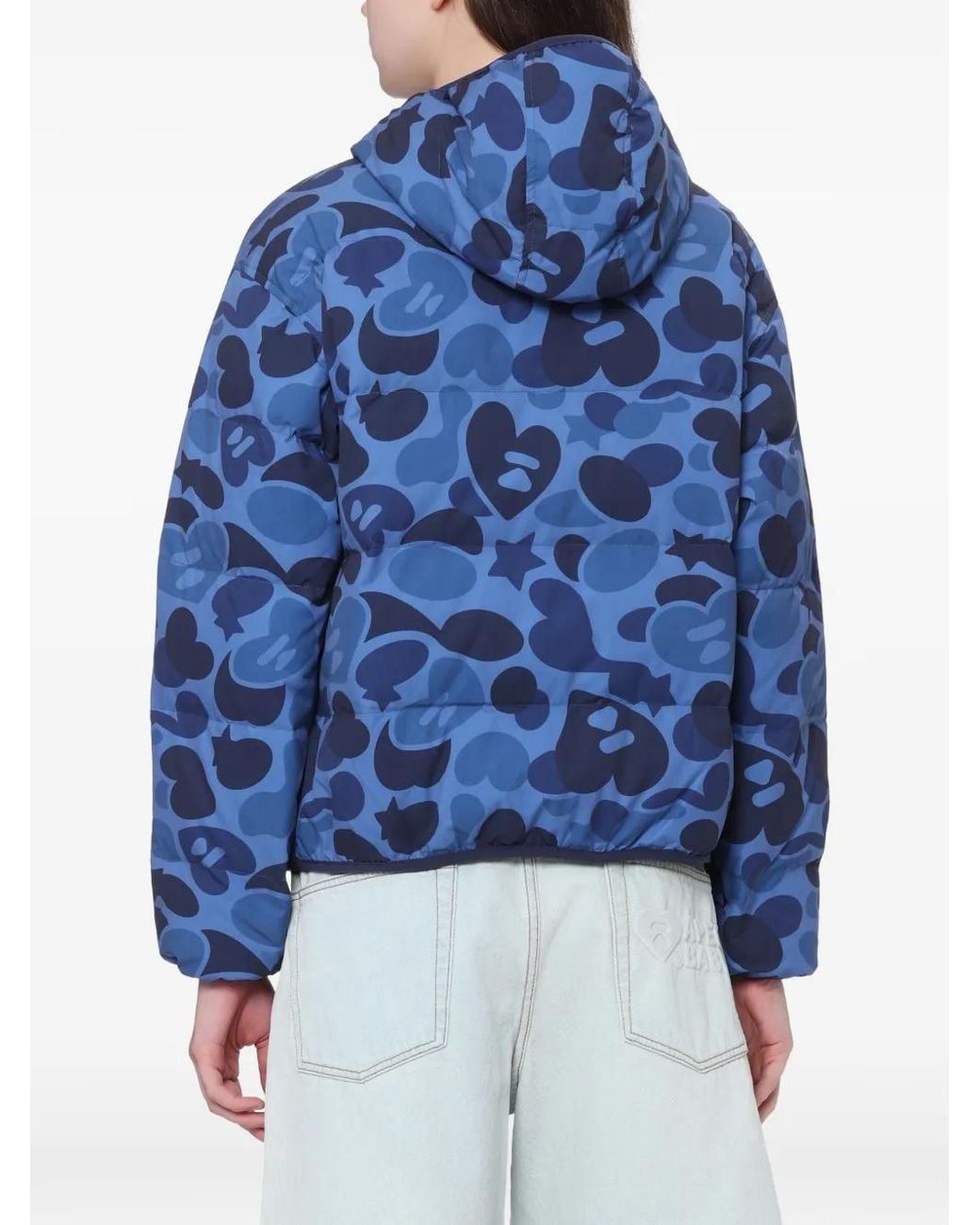 AAPE BY A BATHING AP Blue Camouflage-Print Padded Jacket