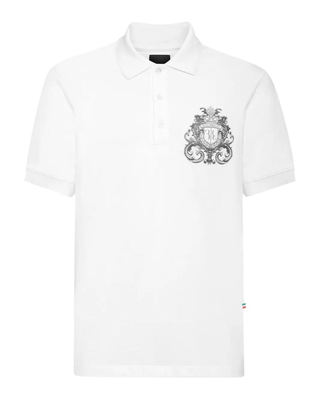 Billionaire White Emblem-Embroidered Polo Shirt for men