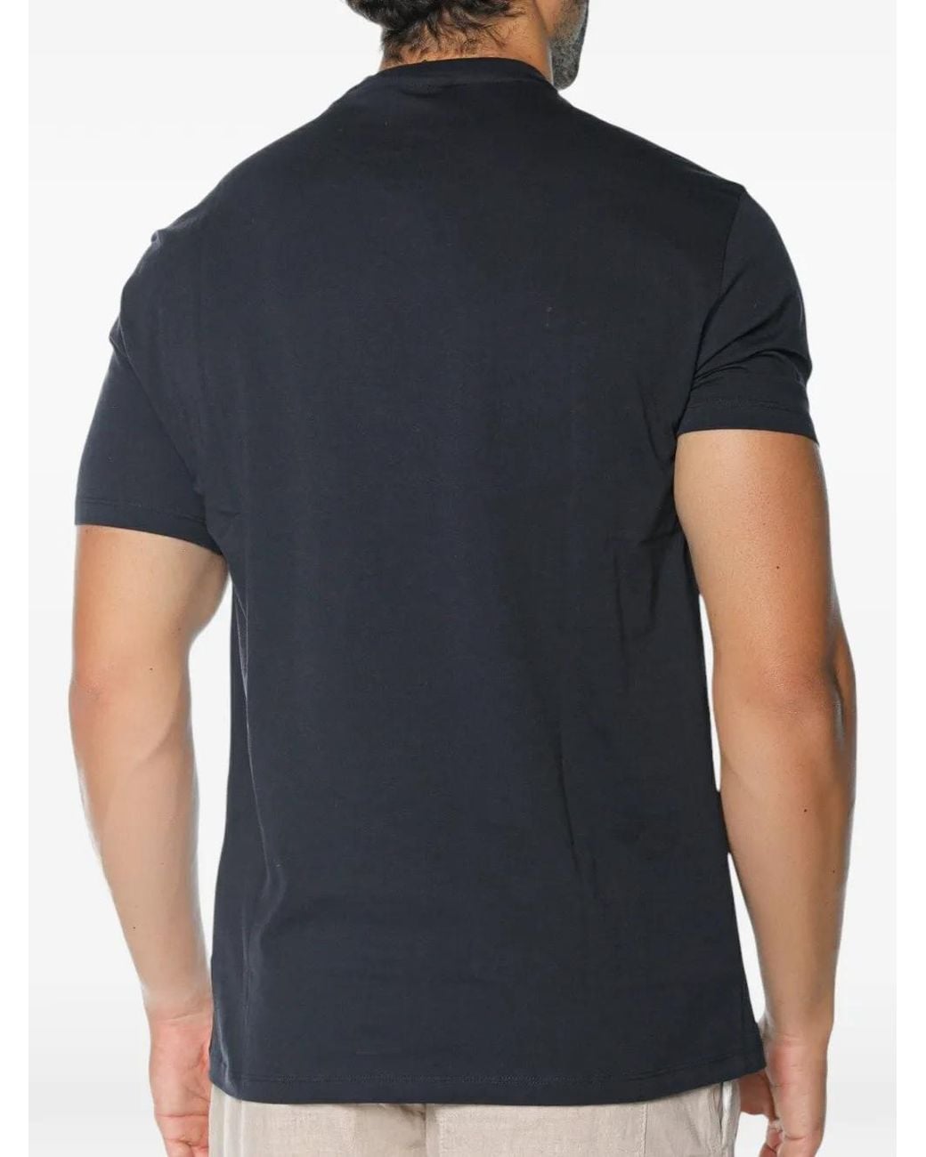 ARMANI EXCHANGE Blue Logo-Print Cotton T-Shirt for men