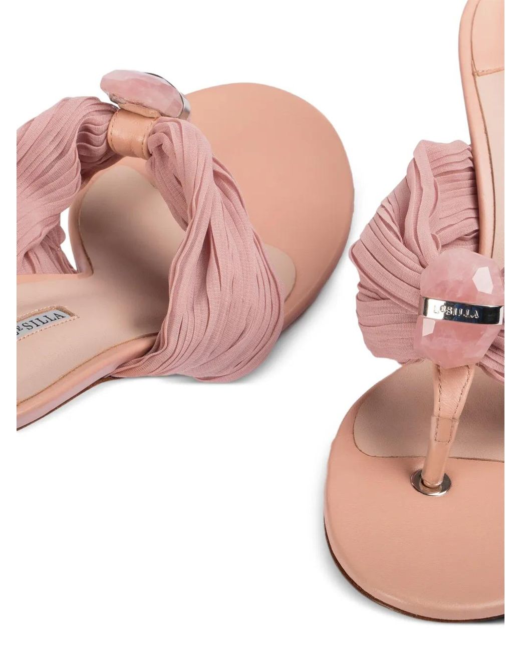 Le Silla Pink Numa Pleated-Strap Sandals