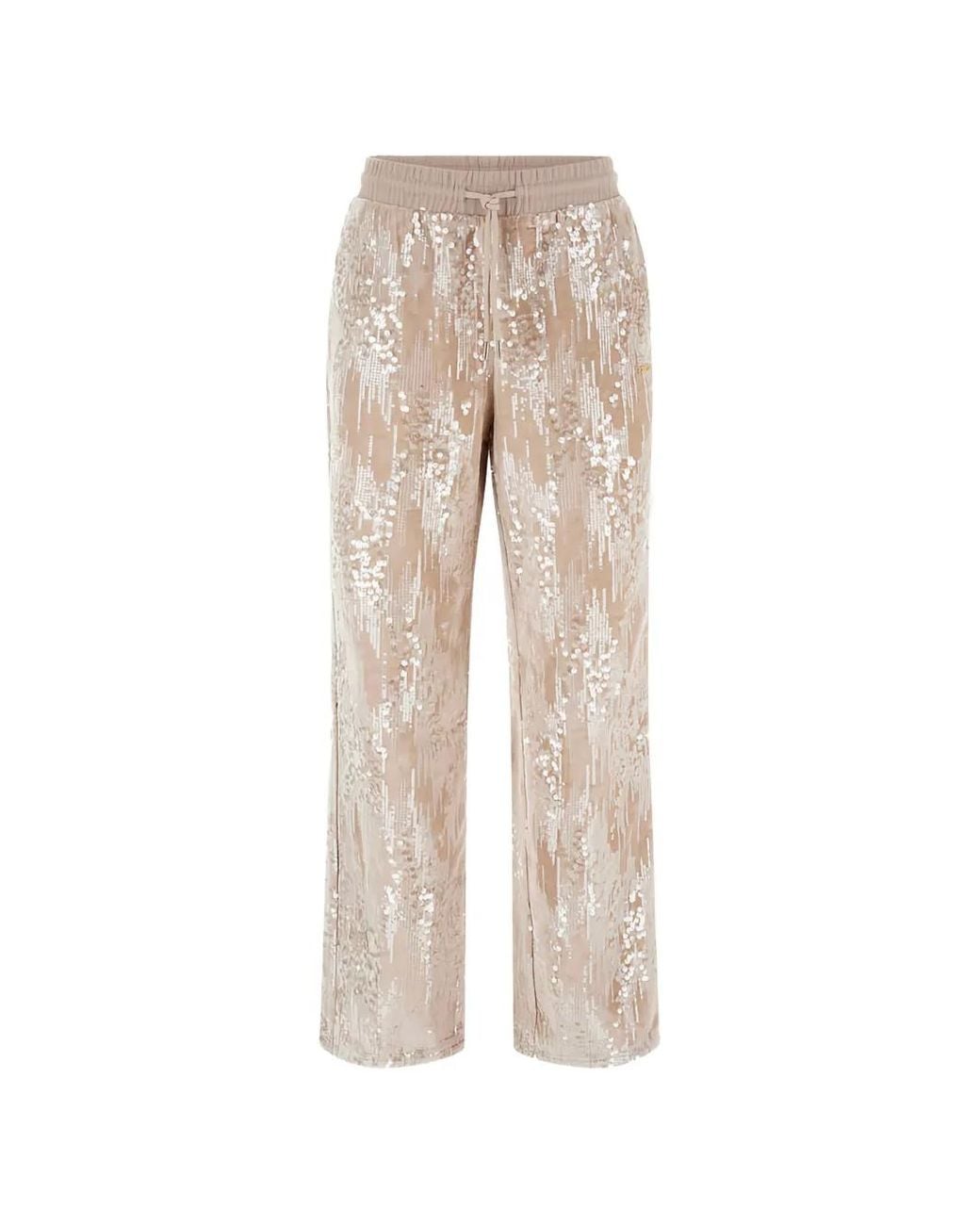 Guess Natural Sequin-Embellished Trousers