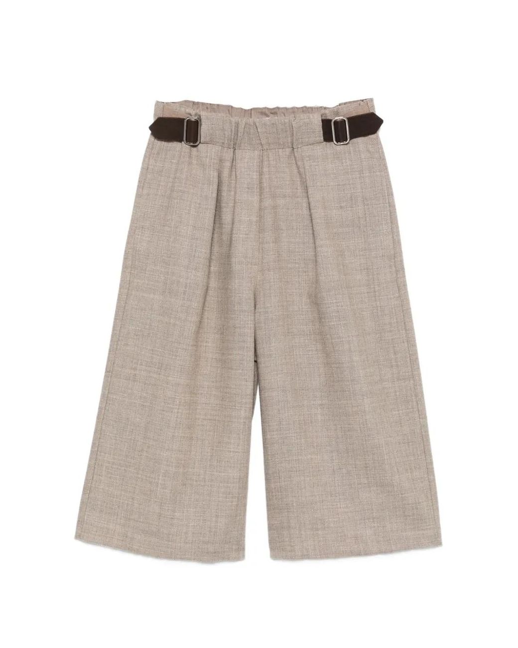 Alysi Gray Belted Pleated Shorts