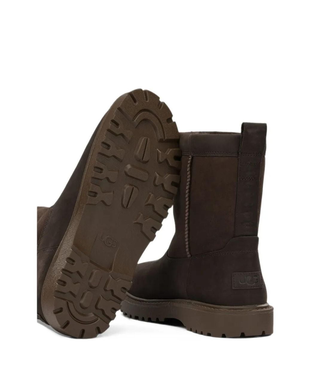 Ugg Brown Logo-Patch Panelled Boots for men