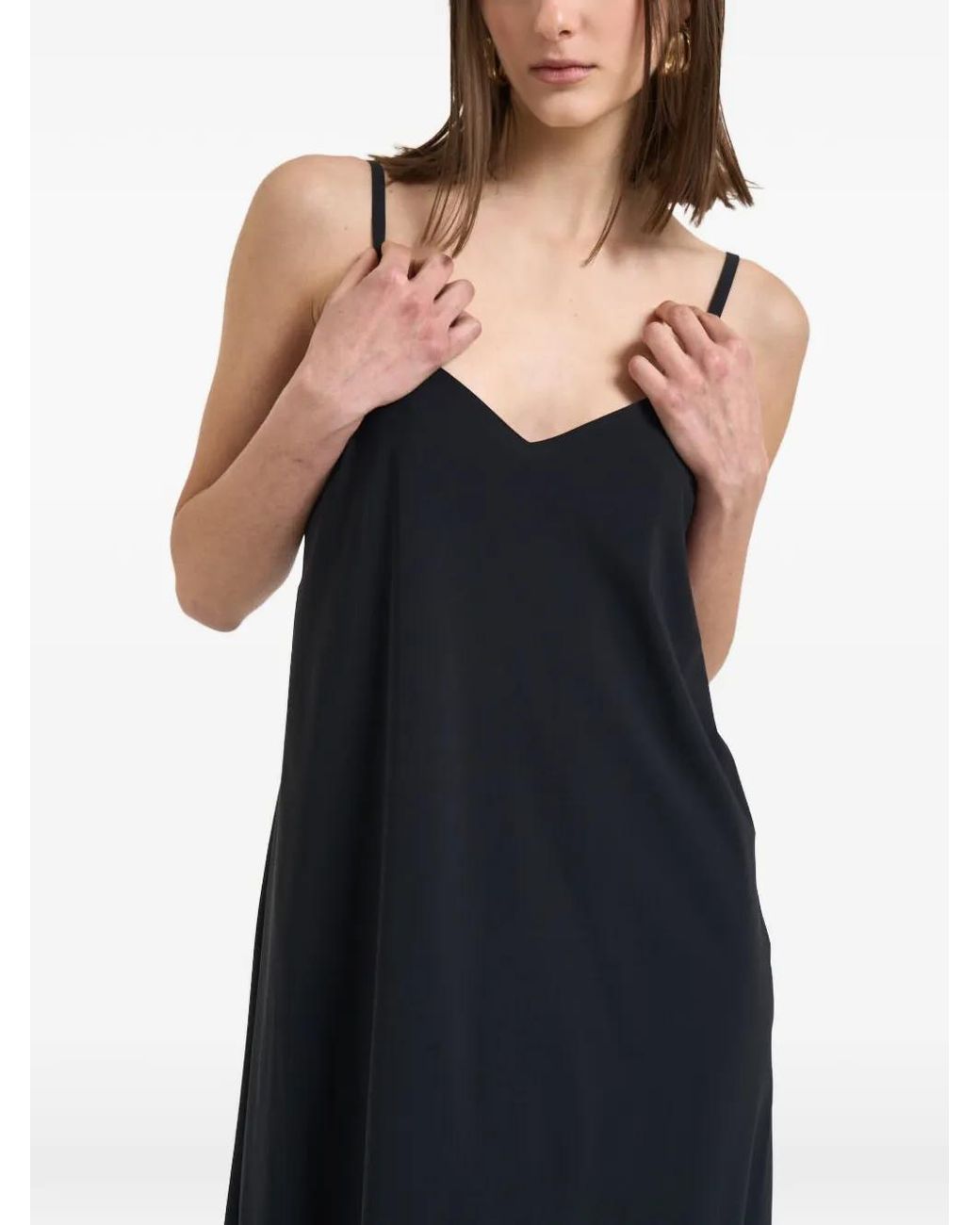 Rrd Black Spaghetti-Strap V-Neck Dress