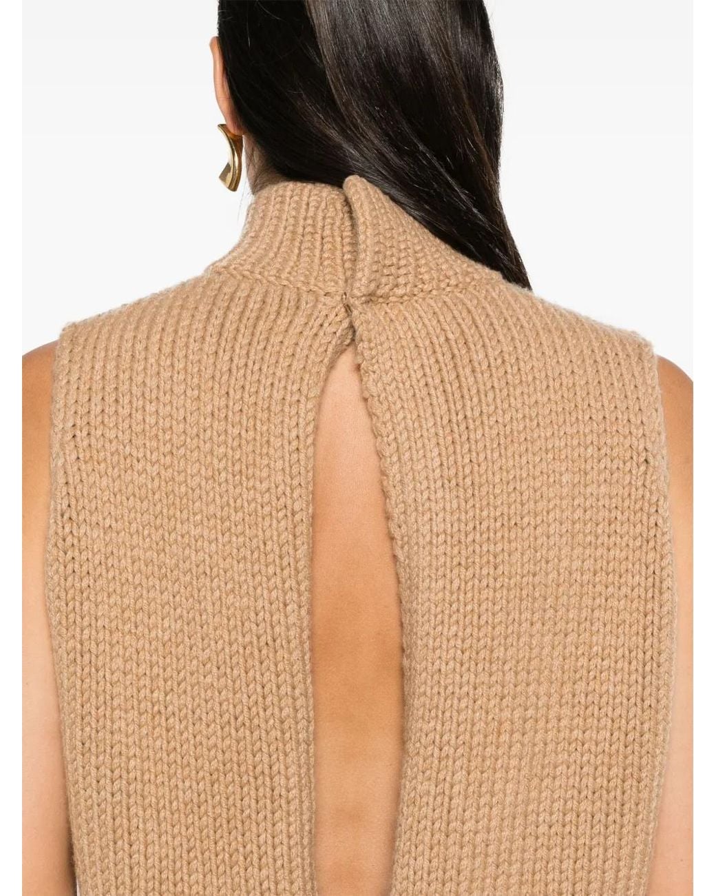 Fabiana Filippi Natural Cashmere Cut-Out Knitted Top