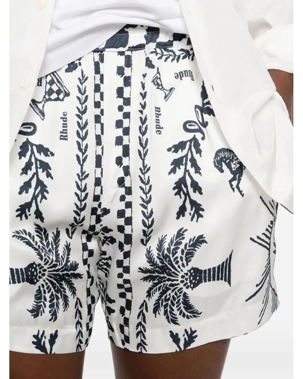 Rhude White Graphic-Print Shorts for men