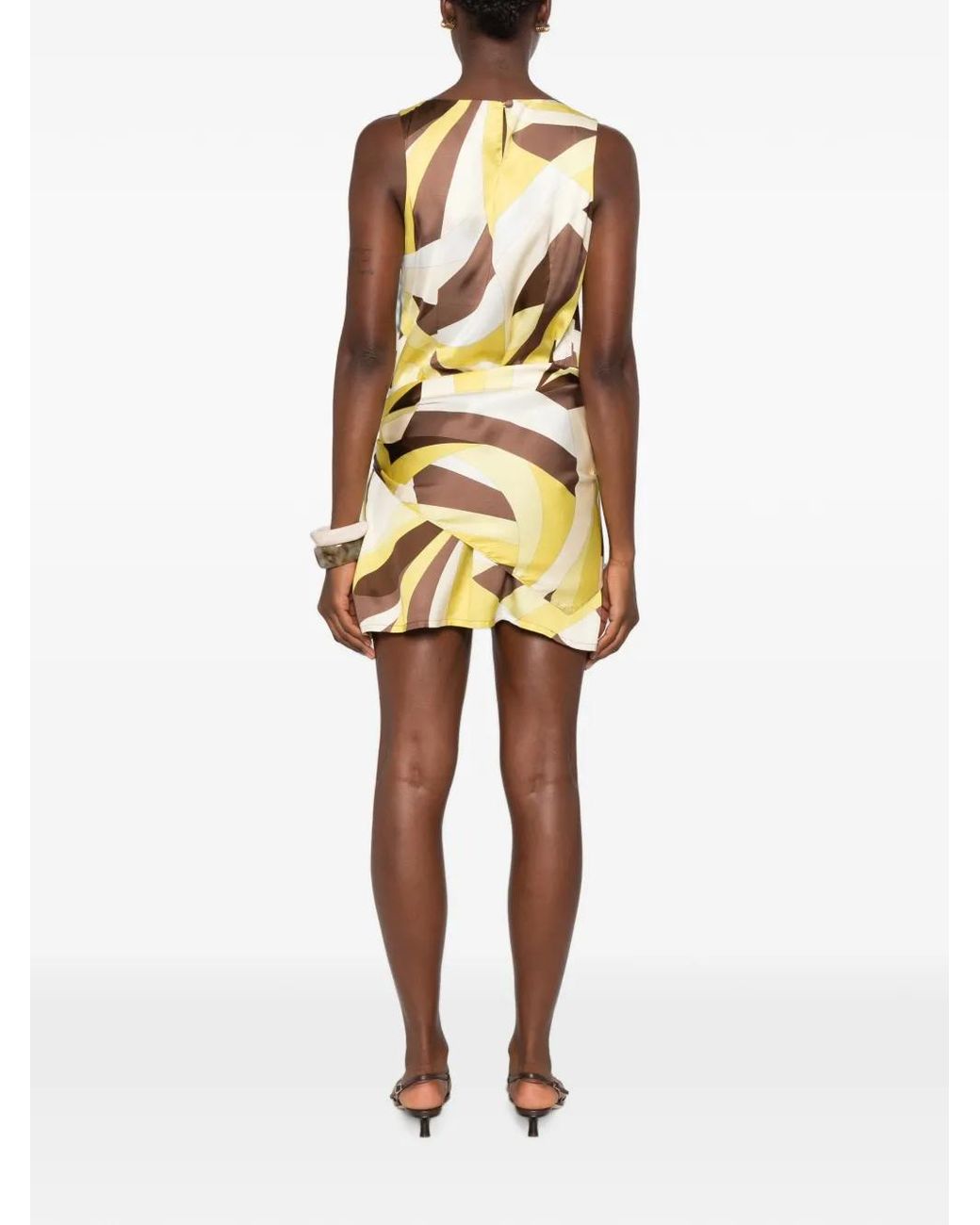 Faithfull The Brand Metallic Souline Mini Dress Mila Geometric Print