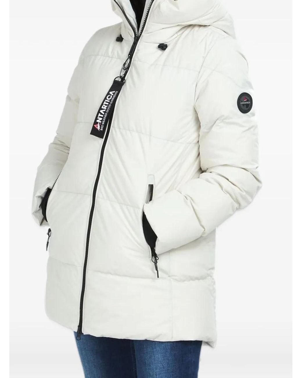 Antartica White Marit Quilted Hooded Jacket
