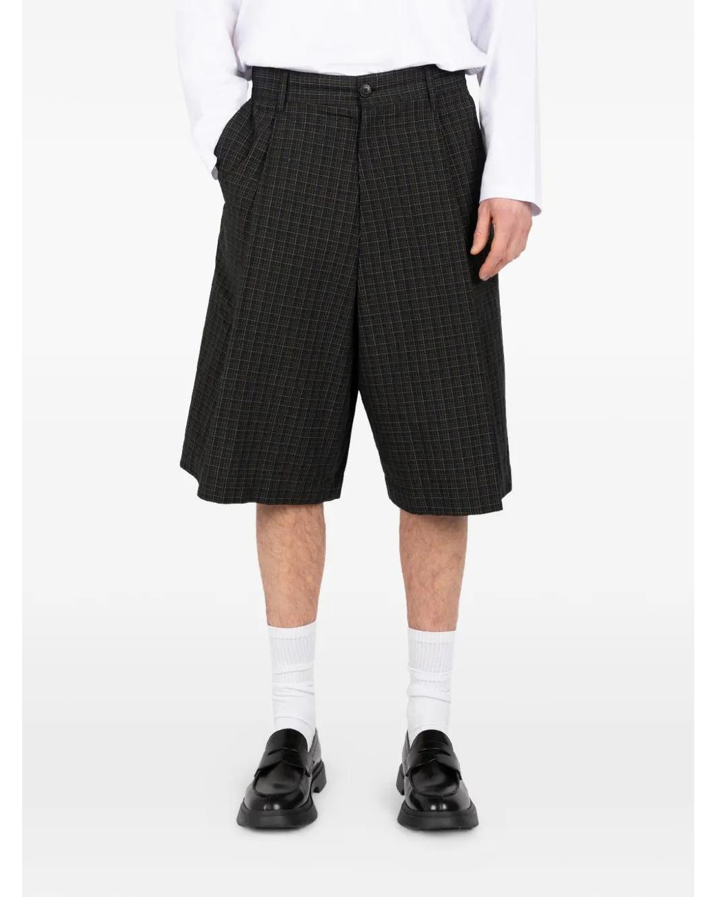 Societe Anonyme Black Checked Pleated Shorts