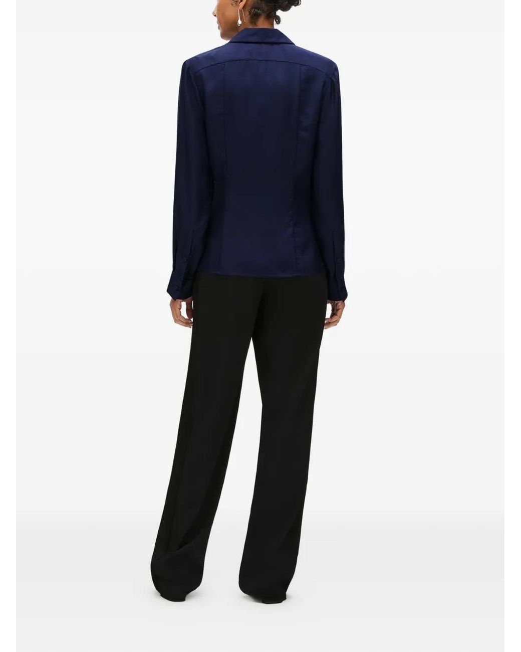 Another Tomorrow Blue Darted Fitted Shirt