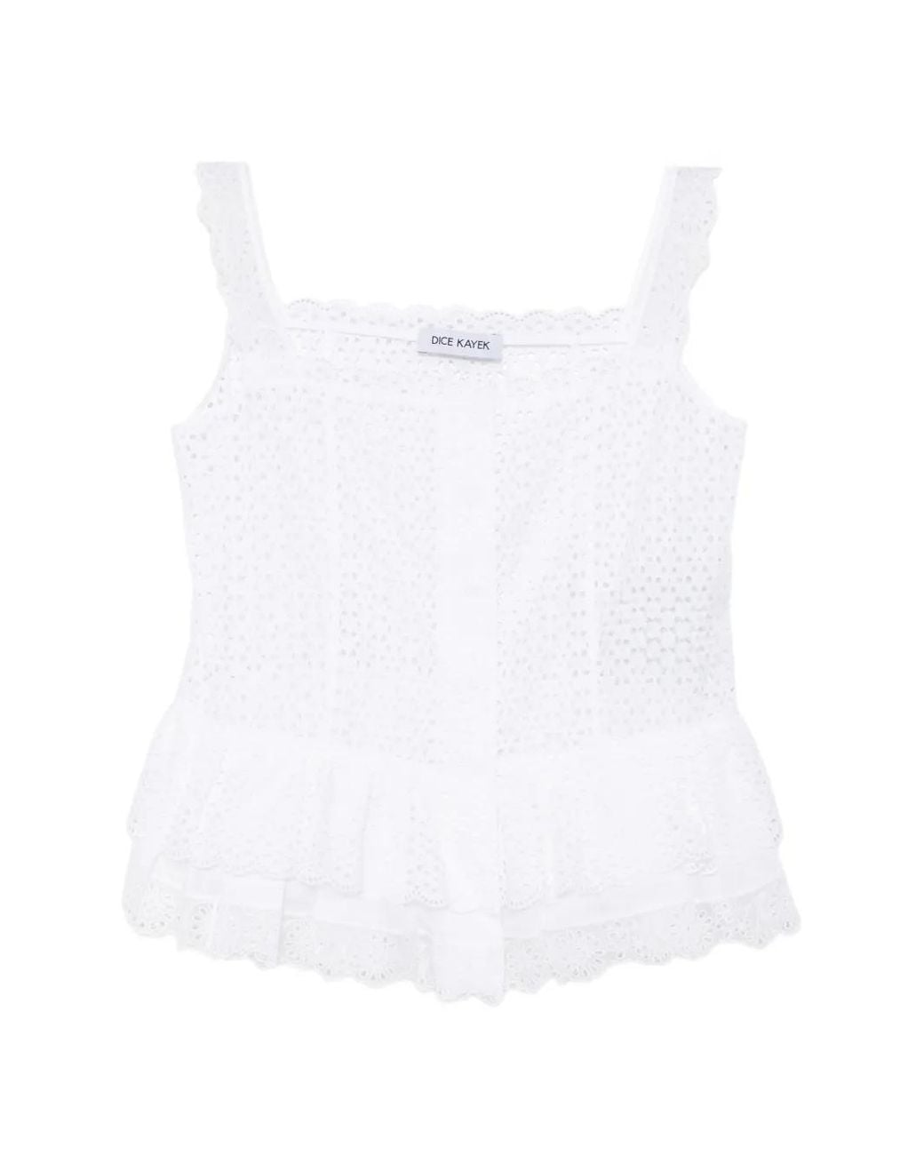 Dice Kayek White Ruffled Peplum Top