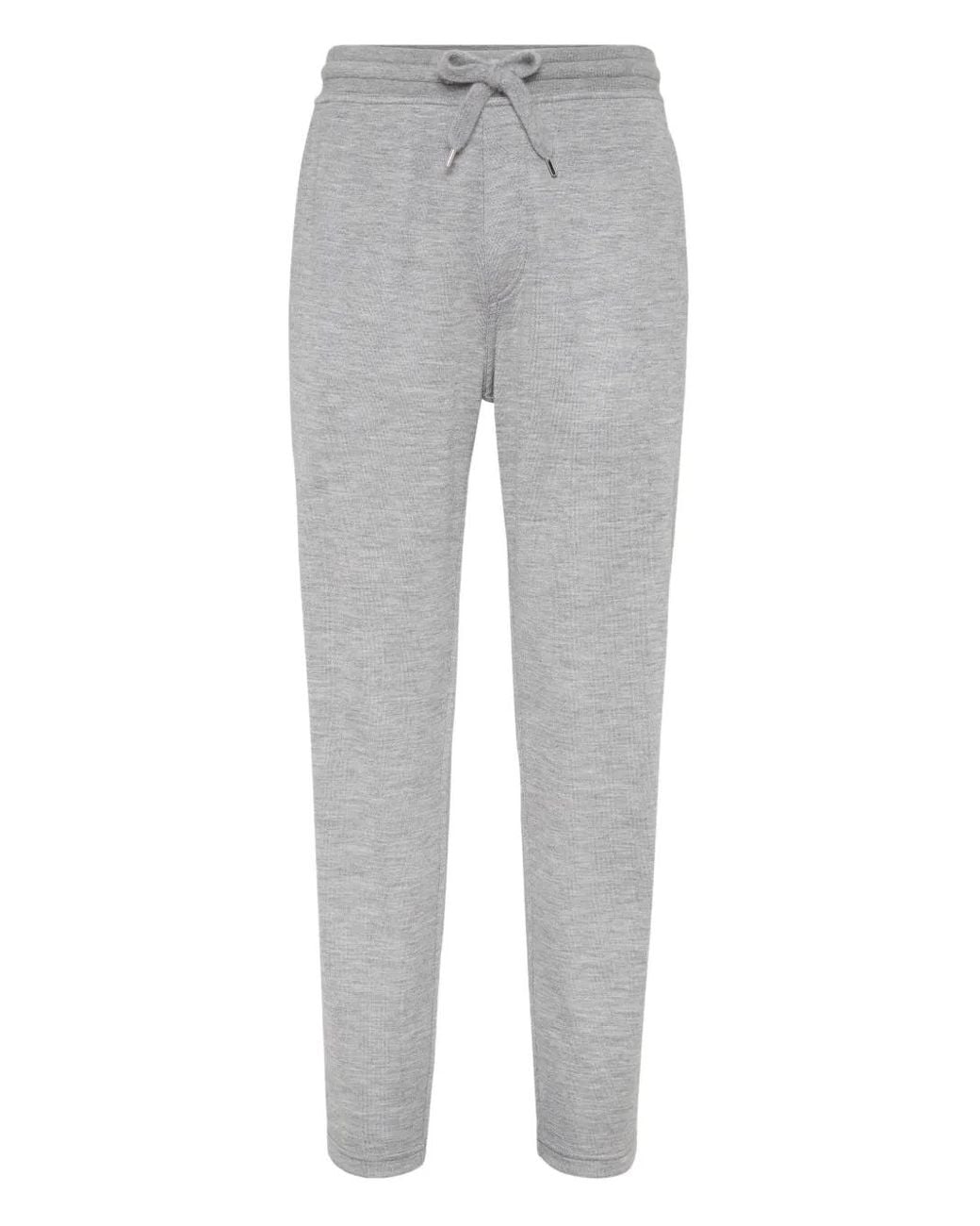 Brunello Cucinelli Gray Silk And Cashmere Trousers for men