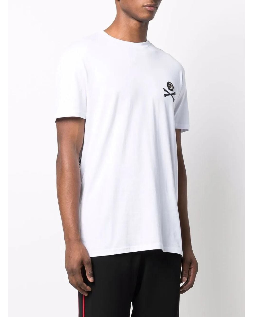 Philipp Plein White Skeleton Print T-Shirt for men