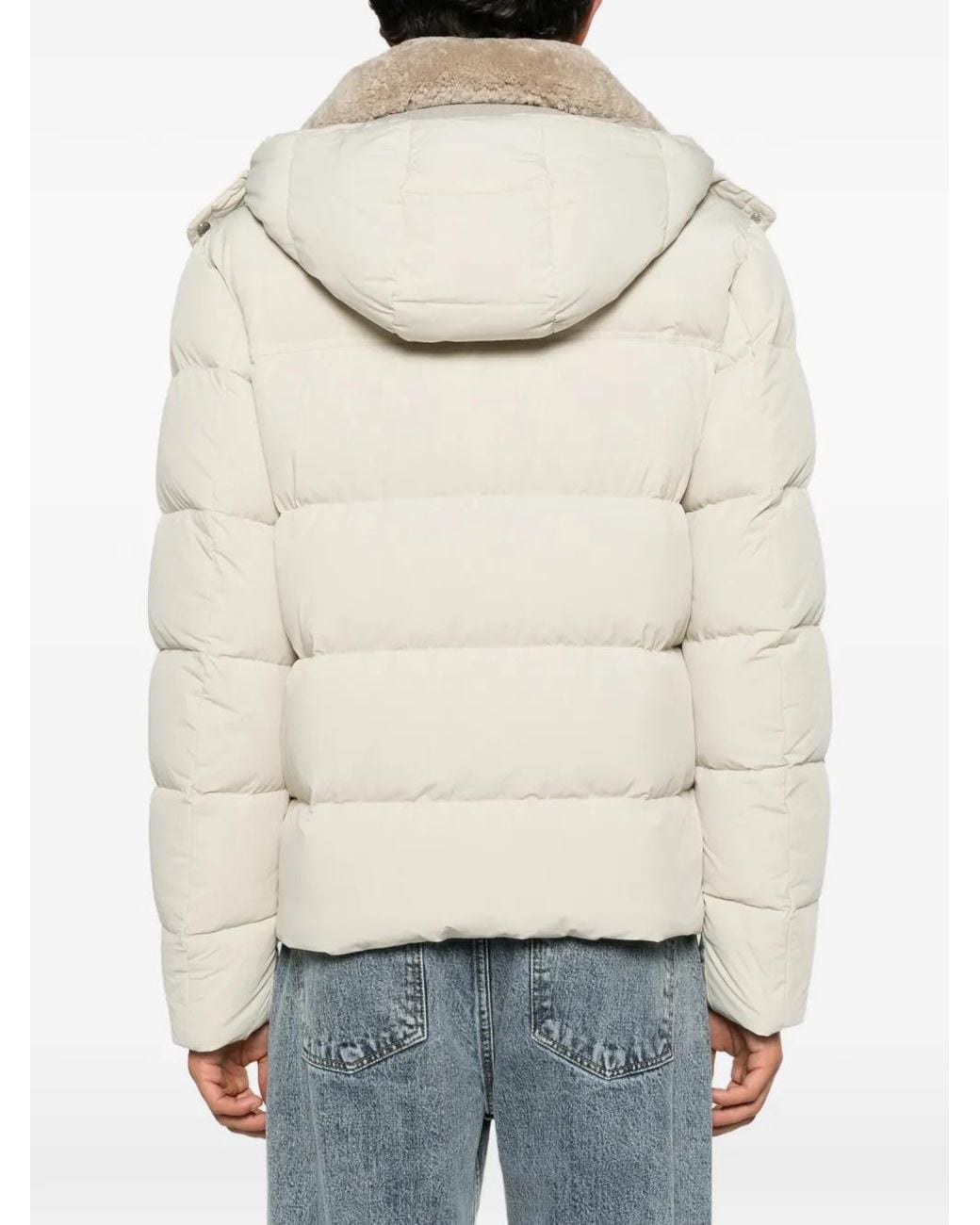 Moorer Natural Alarick Shearling-Collar Quilted Jacket for men