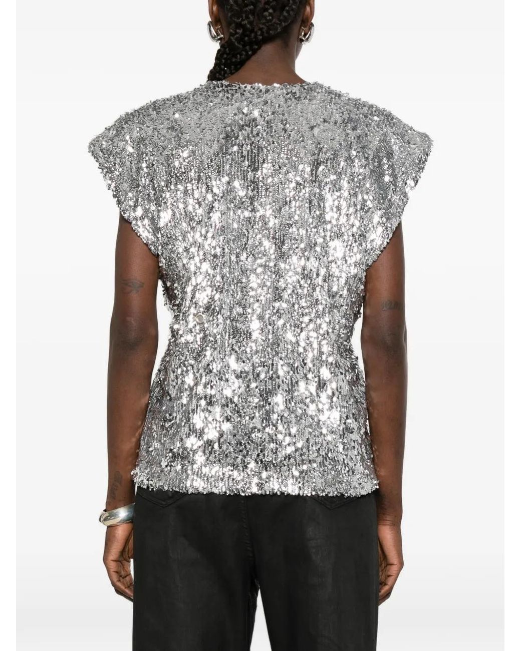 Coperni Gray Sequined Top