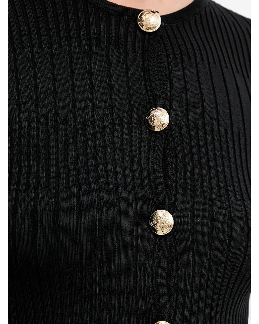 MARCIANO BY GUESS Black Button Ribbed Cardigan