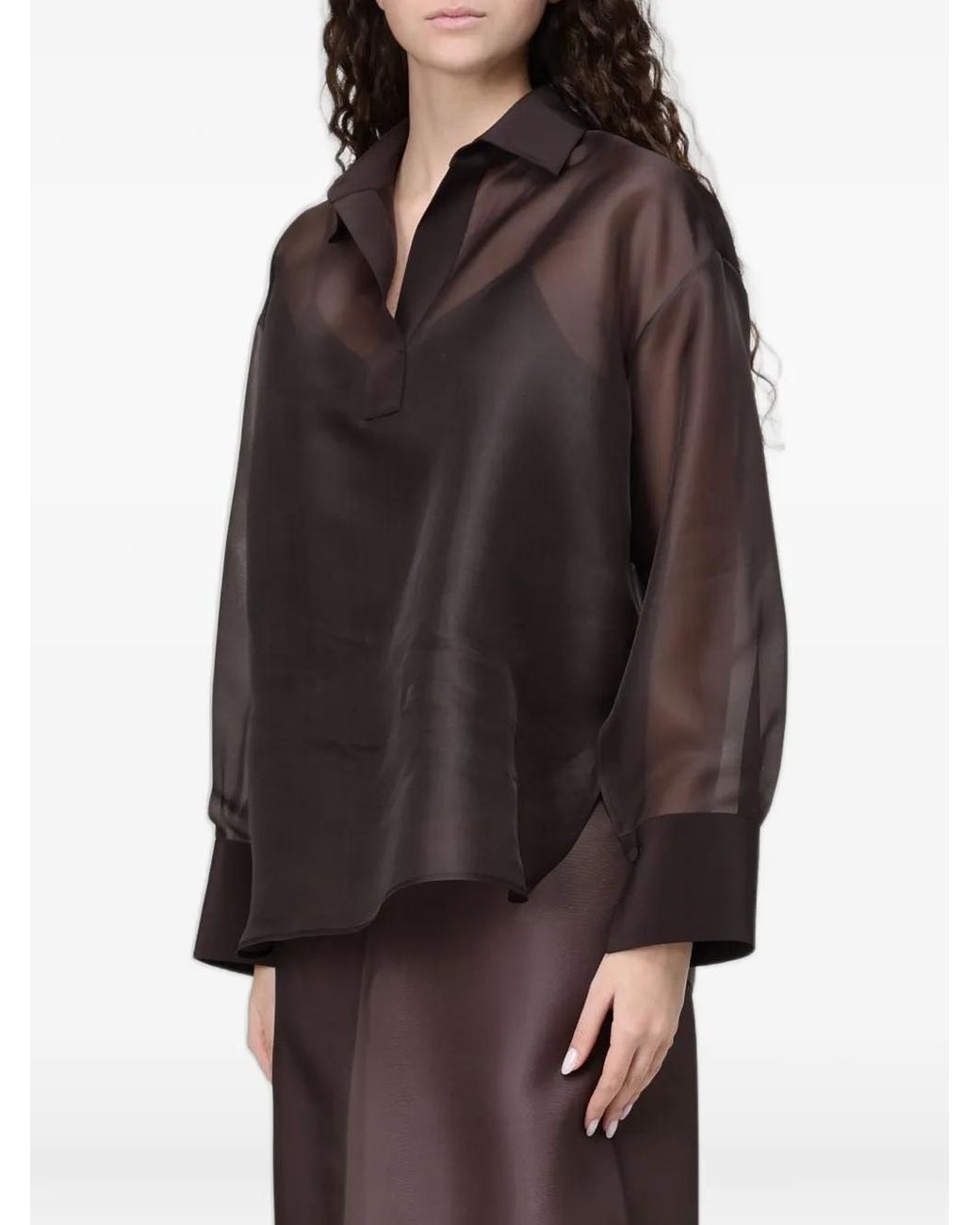 Agnona Brown Blouse En Soie