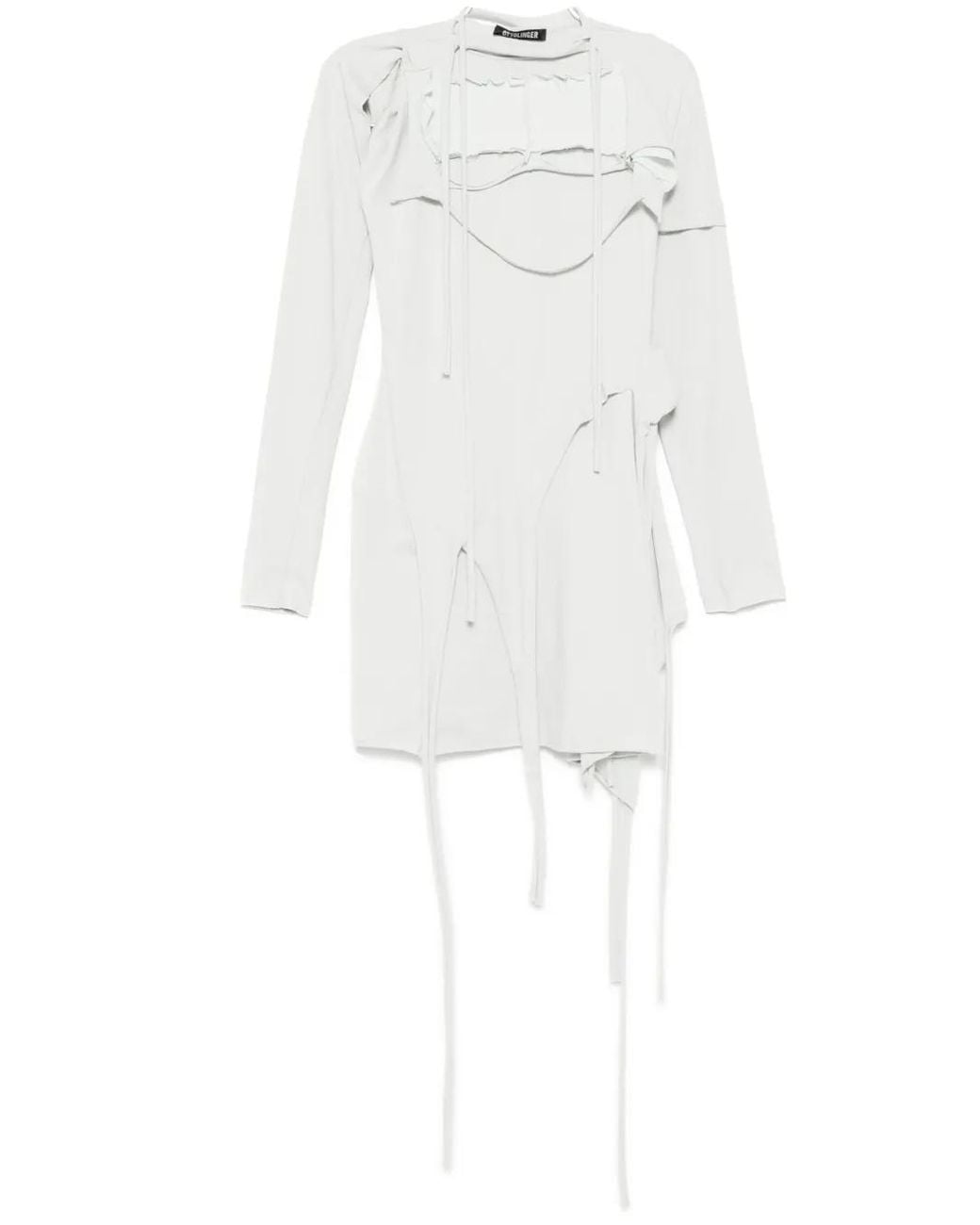 OTTOLINGER White Mini Deconstructed Long-Sleeved Dress