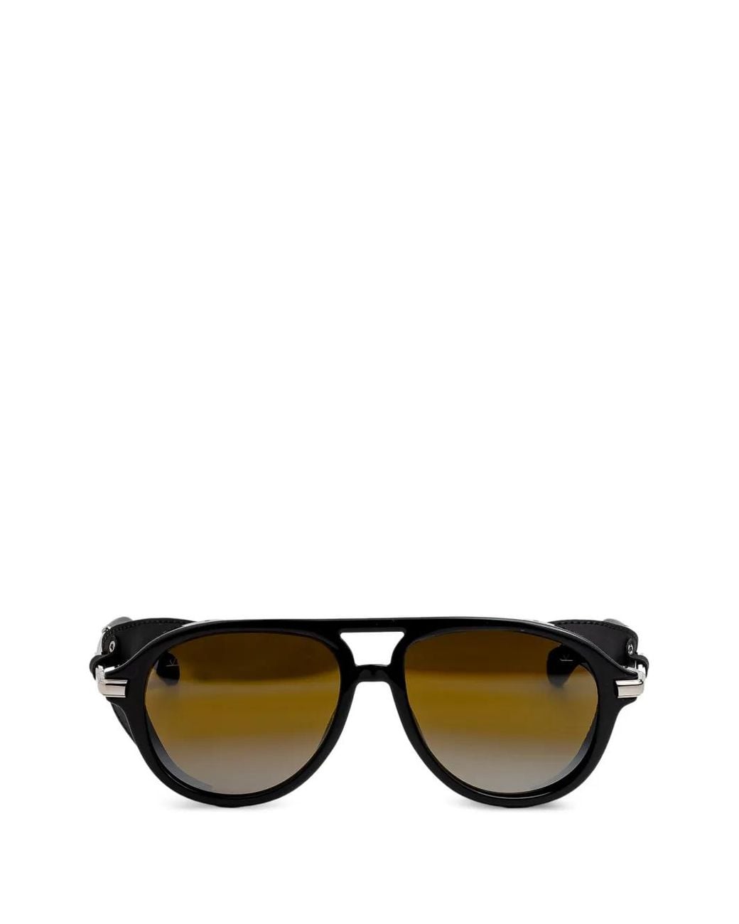 Vuarnet Black Pilot-Frame Leather-Trim Sunglasses for men