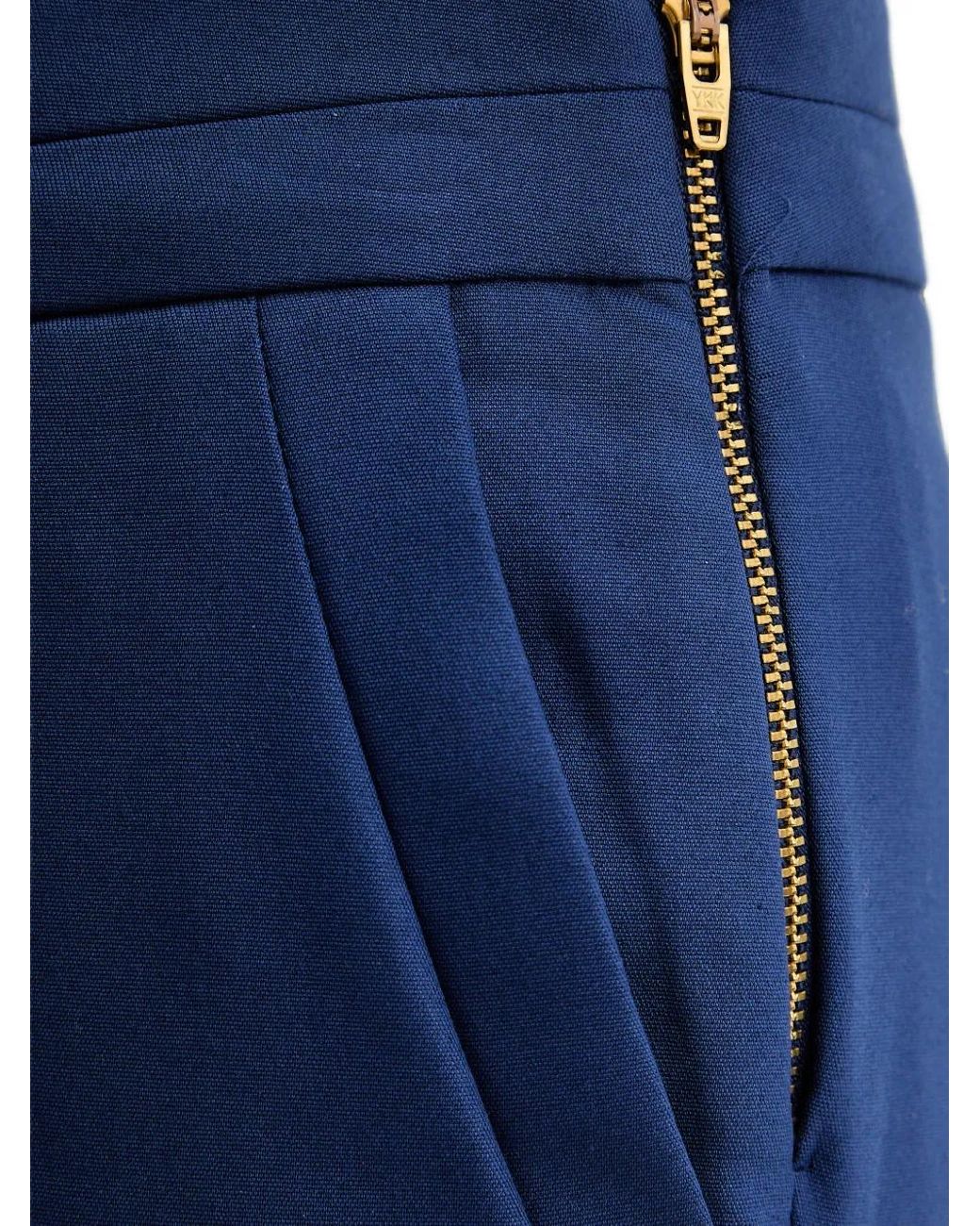 Morgan Blue Pantalon Slim À Plis Marqués