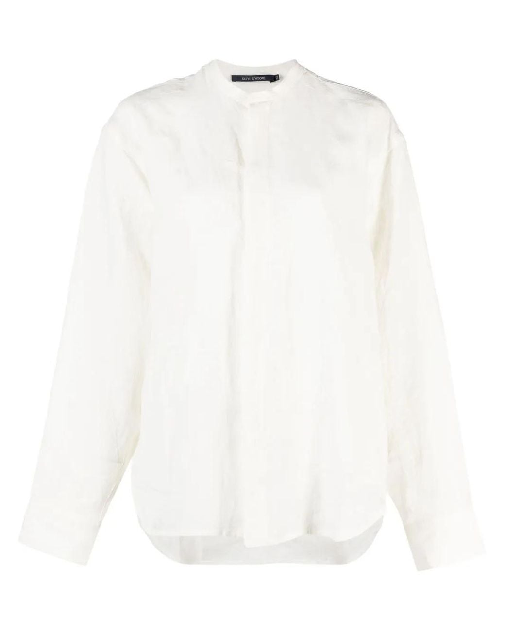 Sofie D'Hoore White Leinenhemd Ohne Kragen
