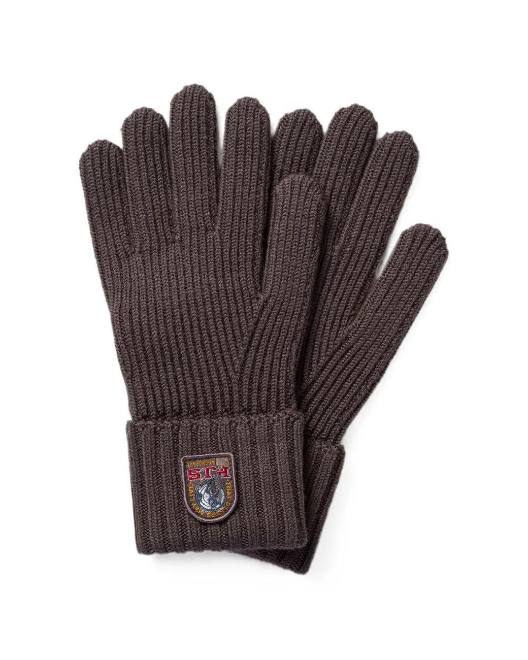 Parajumpers Brown Noez Logo-Patch Knitted Gloves