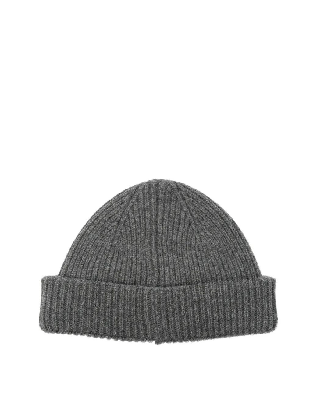 Amaranto Gray Ribbed Beanie Hat for men