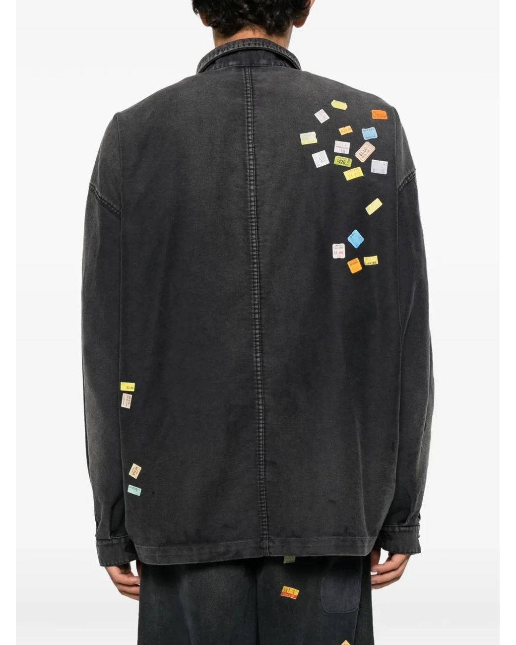 Maison Mihara Yasuhiro Black Sticker-Print Patch-Detail Overshirt for men