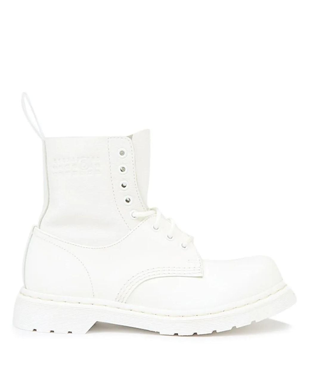 MM6 by Maison Margiela White 1460 Lace-Up Ankle Boots
